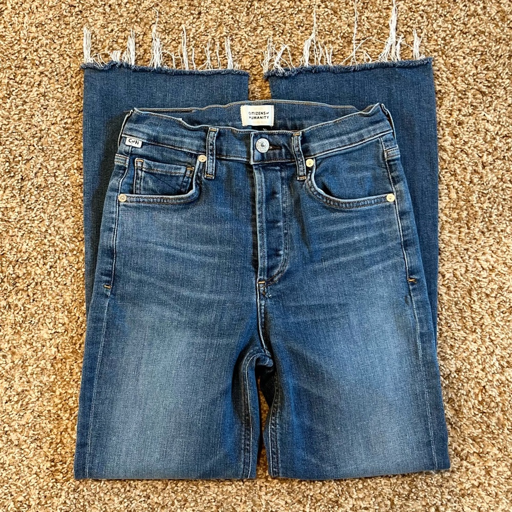 Citizens of Humanity Jeans Isola Cropped Boot Button Fly Raw Hem Size 25 - Picture 10 of 12
